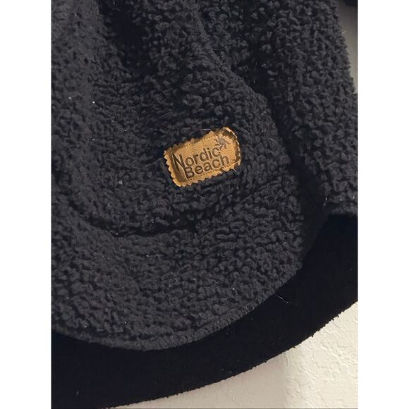 NORDIC BEACH Black Hooded Fleece Wrap, One size, cardigan jacket - Picture 2 of 4